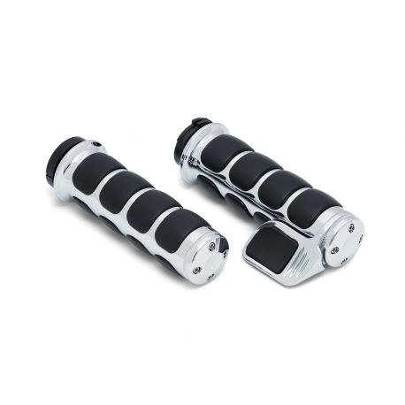 Puños PREM ISO GRIP cromo c/ apoyo BOSS acel cable dual excep Streets 82-21 H-D 6342 Kury
