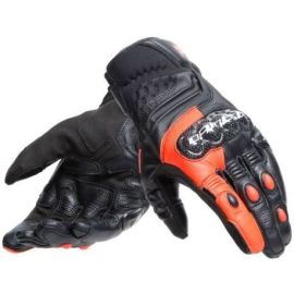 Guantes de Piel Carbon 4 cortos Ngo/ Rjo fluo